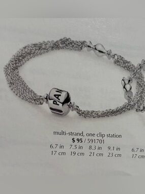 Pandora Silver Multi-Strand Chain Bracelet with Clip Station